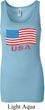 Distressed USA Flag Ladies Longer Length Tank Top