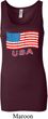 Distressed USA Flag Ladies Longer Length Tank Top