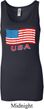 Distressed USA Flag Ladies Longer Length Tank Top