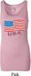 Distressed USA Flag Ladies Longer Length Tank Top