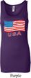 Distressed USA Flag Ladies Longer Length Tank Top