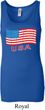 Distressed USA Flag Ladies Longer Length Tank Top