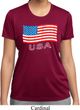 Distressed USA Flag Ladies Moisture Wicking Shirt