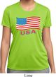 Distressed USA Flag Ladies Moisture Wicking Shirt