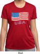 Distressed USA Flag Ladies Moisture Wicking Shirt