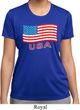 Distressed USA Flag Ladies Moisture Wicking Shirt
