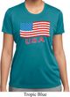 Distressed USA Flag Ladies Moisture Wicking Shirt