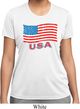 Distressed USA Flag Ladies Moisture Wicking Shirt