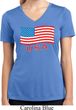 Distressed USA Flag Ladies Moisture Wicking V-neck Shirt