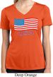 Distressed USA Flag Ladies Moisture Wicking V-neck Shirt