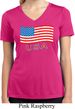 Distressed USA Flag Ladies Moisture Wicking V-neck Shirt