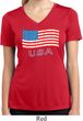 Distressed USA Flag Ladies Moisture Wicking V-neck Shirt