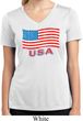 Distressed USA Flag Ladies Moisture Wicking V-neck Shirt