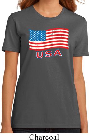 Distressed USA Flag Ladies Organic Shirt