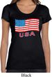 Distressed USA Flag Ladies Scoop Neck Shirt