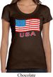 Distressed USA Flag Ladies Scoop Neck Shirt