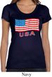 Distressed USA Flag Ladies Scoop Neck Shirt