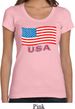 Distressed USA Flag Ladies Scoop Neck Shirt