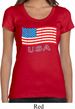 Distressed USA Flag Ladies Scoop Neck Shirt