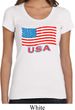 Distressed USA Flag Ladies Scoop Neck Shirt