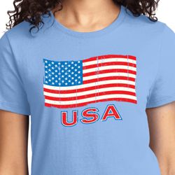 Distressed USA Flag Ladies Shirt