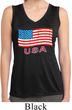 Distressed USA Flag Ladies Sleeveless Moisture Wicking Shirt