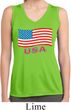 Distressed USA Flag Ladies Sleeveless Moisture Wicking Shirt