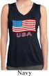 Distressed USA Flag Ladies Sleeveless Moisture Wicking Shirt