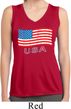 Distressed USA Flag Ladies Sleeveless Moisture Wicking Shirt