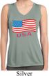 Distressed USA Flag Ladies Sleeveless Moisture Wicking Shirt