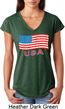 Distressed USA Flag Ladies Tri Blend V-Neck Shirt