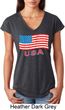 Distressed USA Flag Ladies Tri Blend V-Neck Shirt