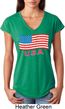 Distressed USA Flag Ladies Tri Blend V-Neck Shirt