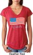 Distressed USA Flag Ladies Tri Blend V-Neck Shirt