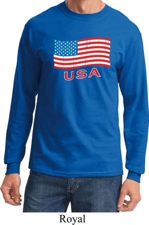 Distressed USA Flag Long Sleeve Shirt