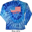 Distressed USA Flag Long Sleeve Tie Dye Shirt