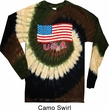 Distressed USA Flag Long Sleeve Tie Dye Shirt