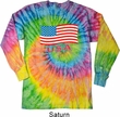 Distressed USA Flag Long Sleeve Tie Dye Shirt