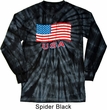 Distressed USA Flag Long Sleeve Tie Dye Shirt