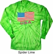 Distressed USA Flag Long Sleeve Tie Dye Shirt