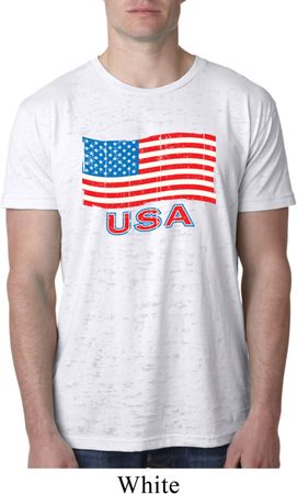 Distressed USA Flag Mens Burnout Shirt