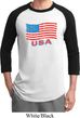 Distressed USA Flag Mens Raglan Shirt