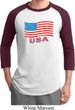 Distressed USA Flag Mens Raglan Shirt
