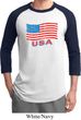 Distressed USA Flag Mens Raglan Shirt