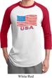 Distressed USA Flag Mens Raglan Shirt