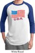 Distressed USA Flag Mens Raglan Shirt
