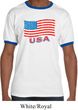 Distressed USA Flag Mens Ringer Shirt