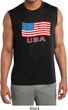 Distressed USA Flag Mens Sleeveless Moisture Wicking Shirt