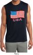 Distressed USA Flag Mens Sleeveless Moisture Wicking Shirt