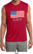 Distressed USA Flag Mens Sleeveless Moisture Wicking Shirt
